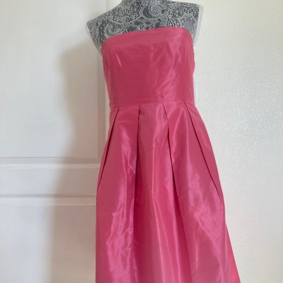 J Crew Lorelei Bright Pink Strapless Midi Dress - Picture 1 of 8